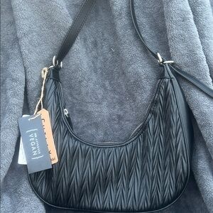 Vegan Black Quilted Shoulder Bag chillx by LeMiel nwts